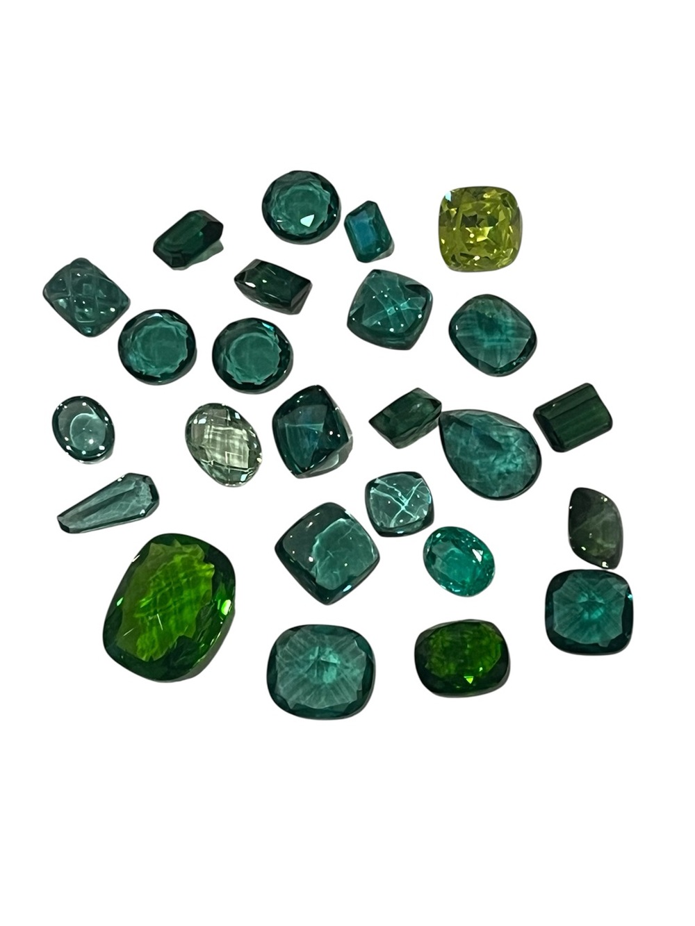 Loose Assorted Green & Teal Quartz Glass Gems - Mixed Shapes - 25 Stones 💎 💎 💎